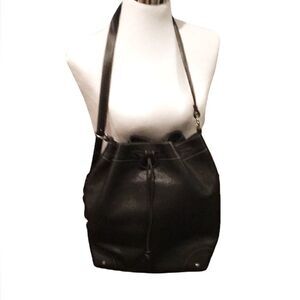 NWOT Kesslord Black Leather silver stud bucket bag